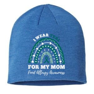 Rainbow I Wear Teal For My Mom Food Allergy Awareness Gift Sustainable Beanie