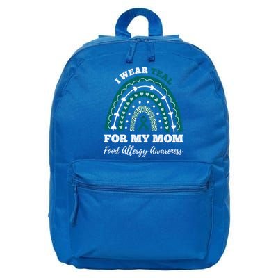 Rainbow I Wear Teal For My Mom Food Allergy Awareness Gift 16 in Basic Backpack