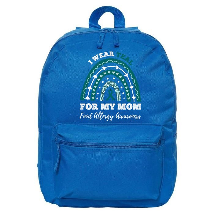 Rainbow I Wear Teal For My Mom Food Allergy Awareness Gift 16 in Basic Backpack