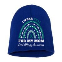 Rainbow I Wear Teal For My Mom Food Allergy Awareness Gift Short Acrylic Beanie