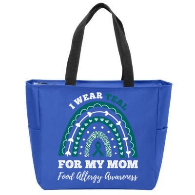 Rainbow I Wear Teal For My Mom Food Allergy Awareness Gift Zip Tote Bag