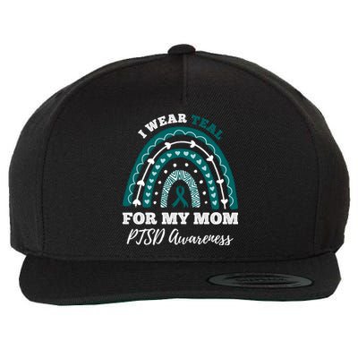 Rainbow I Wear Teal For My Mom Ptsd Awareness Gift Wool Snapback Cap