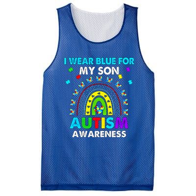 Rainbow I Wear Blue For My Son Autism Awareness Funny Gift Mesh Reversible Basketball Jersey Tank