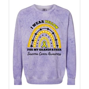 Rainbow I Wear Yellow Grandfather Sarcoma Cancer Awareness Meaningful Gift Colorblast Crewneck Sweatshirt