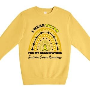 Rainbow I Wear Yellow Grandfather Sarcoma Cancer Awareness Meaningful Gift Premium Crewneck Sweatshirt