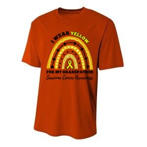 Rainbow I Wear Yellow Grandfather Sarcoma Cancer Awareness Meaningful Gift Performance Sprint T-Shirt