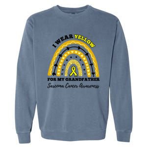 Rainbow I Wear Yellow Grandfather Sarcoma Cancer Awareness Meaningful Gift Garment-Dyed Sweatshirt