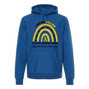 Rainbow I Wear Yellow Grandfather Sarcoma Cancer Awareness Meaningful Gift Premium Hoodie