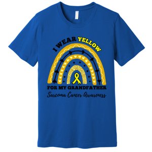 Rainbow I Wear Yellow Grandfather Sarcoma Cancer Awareness Meaningful Gift Premium T-Shirt