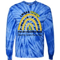 Rainbow I Wear Yellow Grandfather Sarcoma Cancer Awareness Meaningful Gift Tie-Dye Long Sleeve Shirt