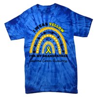 Rainbow I Wear Yellow Grandfather Sarcoma Cancer Awareness Meaningful Gift Tie-Dye T-Shirt