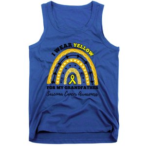 Rainbow I Wear Yellow Grandfather Sarcoma Cancer Awareness Meaningful Gift Tank Top