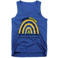 Rainbow I Wear Yellow Grandfather Sarcoma Cancer Awareness Meaningful Gift Tank Top