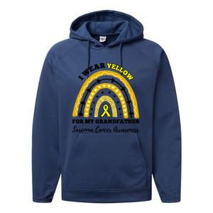 Rainbow I Wear Yellow Grandfather Sarcoma Cancer Awareness Meaningful Gift Performance Fleece Hoodie