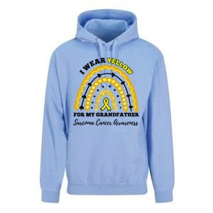 Rainbow I Wear Yellow Grandfather Sarcoma Cancer Awareness Meaningful Gift Unisex Surf Hoodie