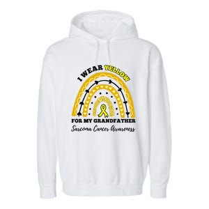 Rainbow I Wear Yellow Grandfather Sarcoma Cancer Awareness Meaningful Gift Garment-Dyed Fleece Hoodie