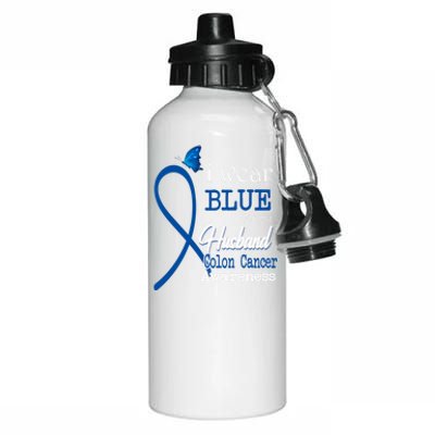 Ribbon I Wear Blue For Husband Colon Cancer Awareness Gift Aluminum Water Bottle