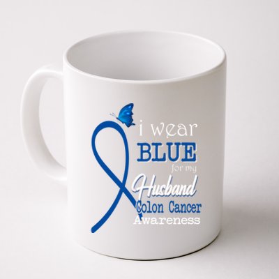 Ribbon I Wear Blue For Husband Colon Cancer Awareness Gift Coffee Mug