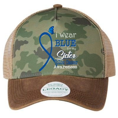 Ribbon I Wear Blue For Sister Colon Cancer Awareness Gift Legacy Tie Dye Trucker Hat