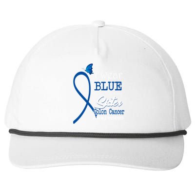 Ribbon I Wear Blue For Sister Colon Cancer Awareness Gift Snapback Five-Panel Rope Hat