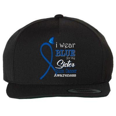 Ribbon I Wear Blue For Sister Colon Cancer Awareness Gift Wool Snapback Cap