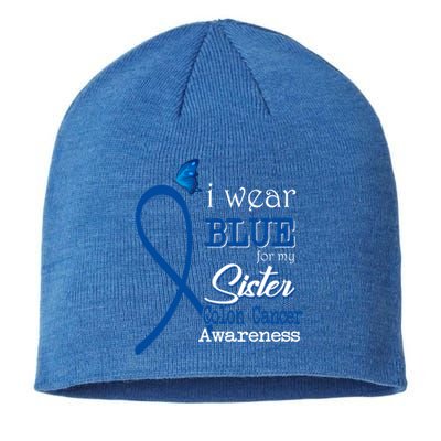 Ribbon I Wear Blue For Sister Colon Cancer Awareness Gift Sustainable Beanie