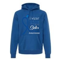 Ribbon I Wear Blue For Sister Colon Cancer Awareness Gift Premium Hoodie