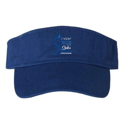 Ribbon I Wear Blue For Sister Colon Cancer Awareness Gift Valucap Bio-Washed Visor