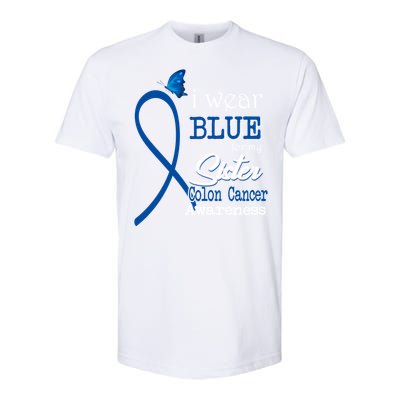 Ribbon I Wear Blue For Sister Colon Cancer Awareness Gift Softstyle CVC T-Shirt