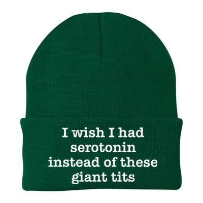 Retro I Wish I Had Serotonin Instead Of These Giant Tits Knit Cap Winter Beanie