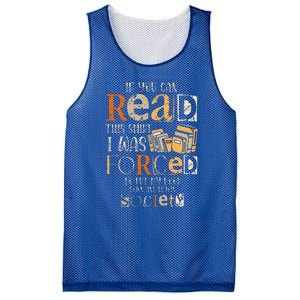 Retro If You Can Read This I Was Forced To Put My Book Mesh Reversible Basketball Jersey Tank