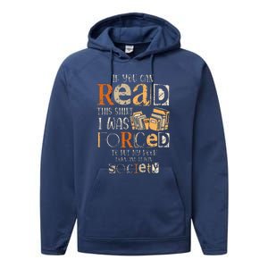 Retro If You Can Read This I Was Forced To Put My Book Performance Fleece Hoodie