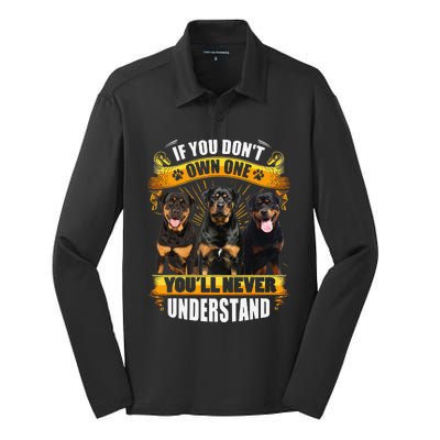 Rottweiler If You Don't Own One You'll Never Understand Silk Touch Performance Long Sleeve Polo