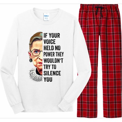 Rbg If Your Voice Held No Power They WouldnT Try To Silence Premium Long Sleeve Pajama Set