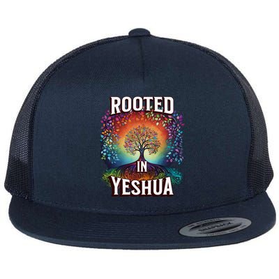 Rooted In Yeshua Meaningful Gift Flat Bill Trucker Hat