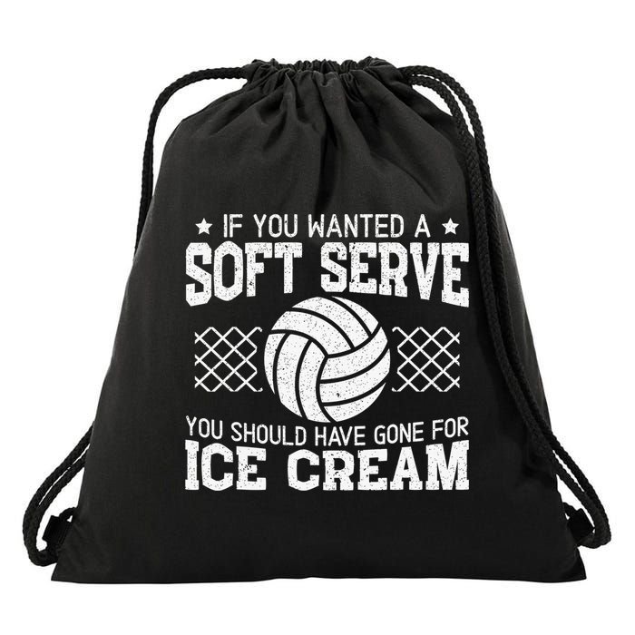 Retro If You Want A Soft Serve Go Get Ice Cream Volleyball Drawstring Bag