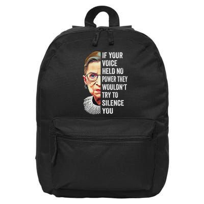 Rbg If Your Voice Held No Power They Wouldn't Try To Silence 16 in Basic Backpack
