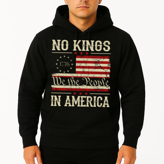 Retro June 14th No Kings In America 1776 USA Flag Hoodie