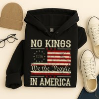 Retro June 14th No Kings In America 1776 USA Flag Hoodie