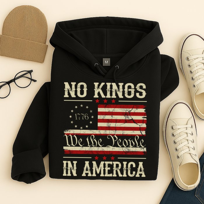 Retro June 14th No Kings In America 1776 USA Flag Hoodie