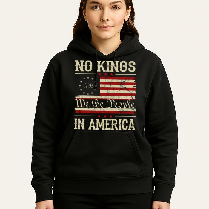 Retro June 14th No Kings In America 1776 USA Flag Hoodie