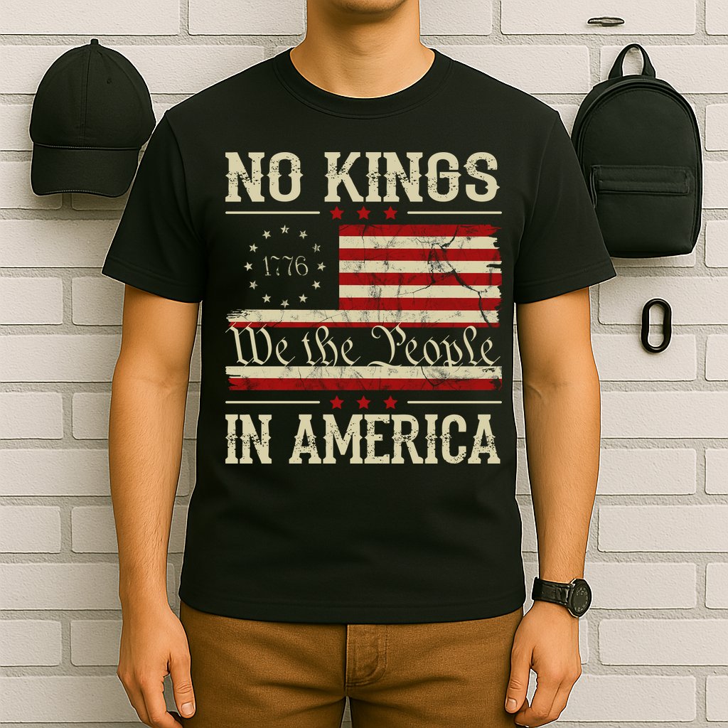 Retro June 14th No Kings In America 1776 USA Flag T-Shirt