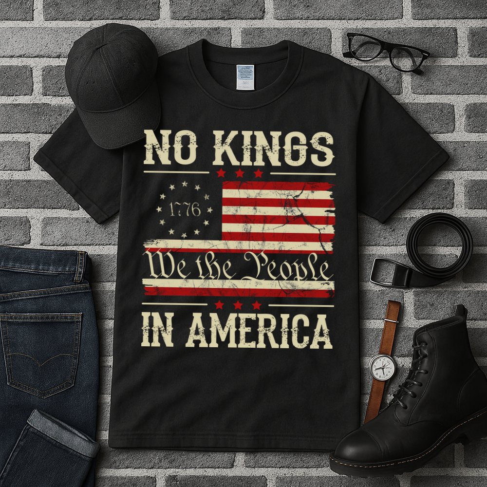 Retro June 14th No Kings In America 1776 USA Flag Tall T-Shirt