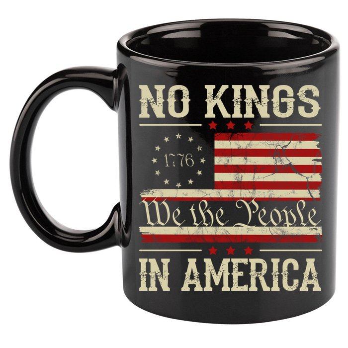 Retro June 14th No Kings In America 1776 USA Flag 11oz C Handle Ceramic Mug