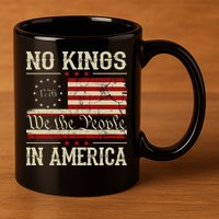 Retro June 14th No Kings In America 1776 USA Flag 11oz C Handle Ceramic Mug