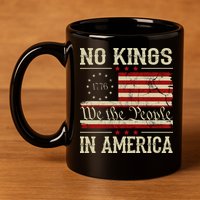 Retro June 14th No Kings In America 1776 USA Flag 11oz C Handle Ceramic Mug