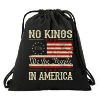 Retro June 14th No Kings In America 1776 USA Flag Drawstring Bag