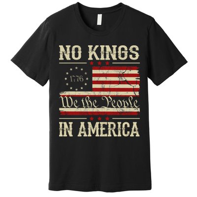 Retro June 14th No Kings In America 1776 USA Flag Premium T-Shirt