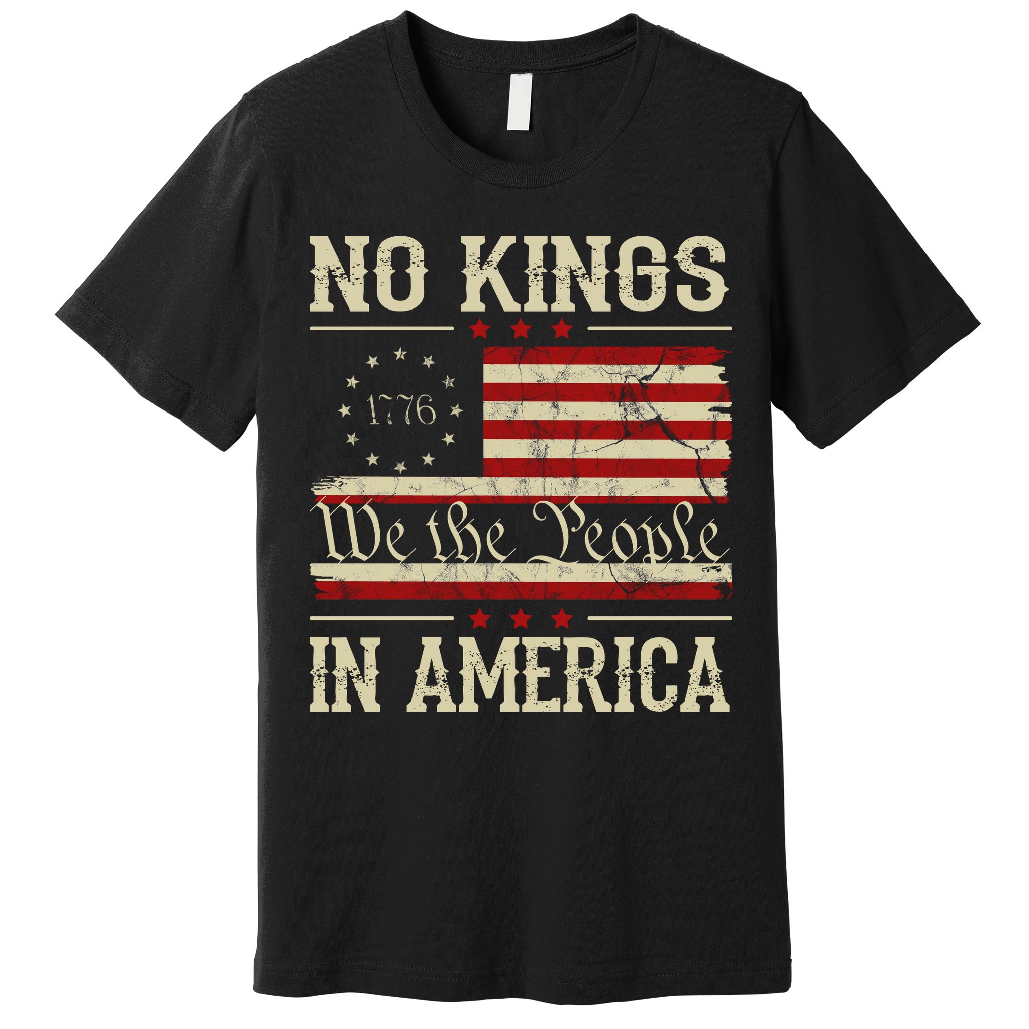 Retro June 14th No Kings In America 1776 USA Flag Premium T-Shirt