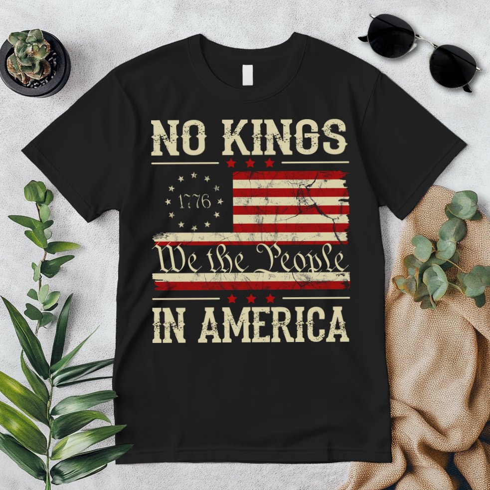 Retro June 14th No Kings In America 1776 USA Flag Premium T-Shirt